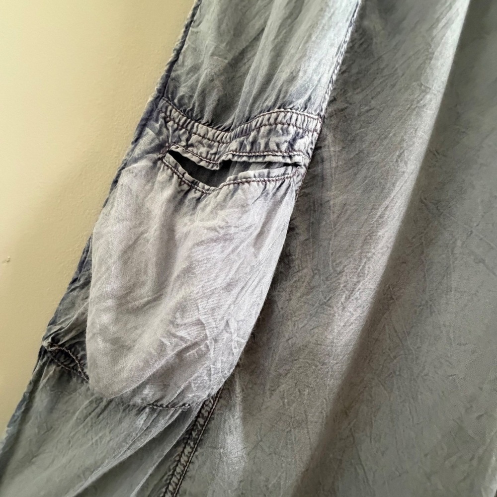 Out From Under Urban Outfitters Festival Jumpsuit Cargo Blue Gray Smocked XS - Picture 13 of 16